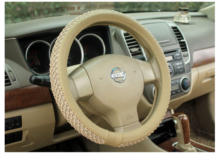 Car Steering Wheel Cover Interior Decoration Supplies Ice Silk Steering Wheel Cover 38cm Diameter Environmental Protection Plastic Rubber Gasket