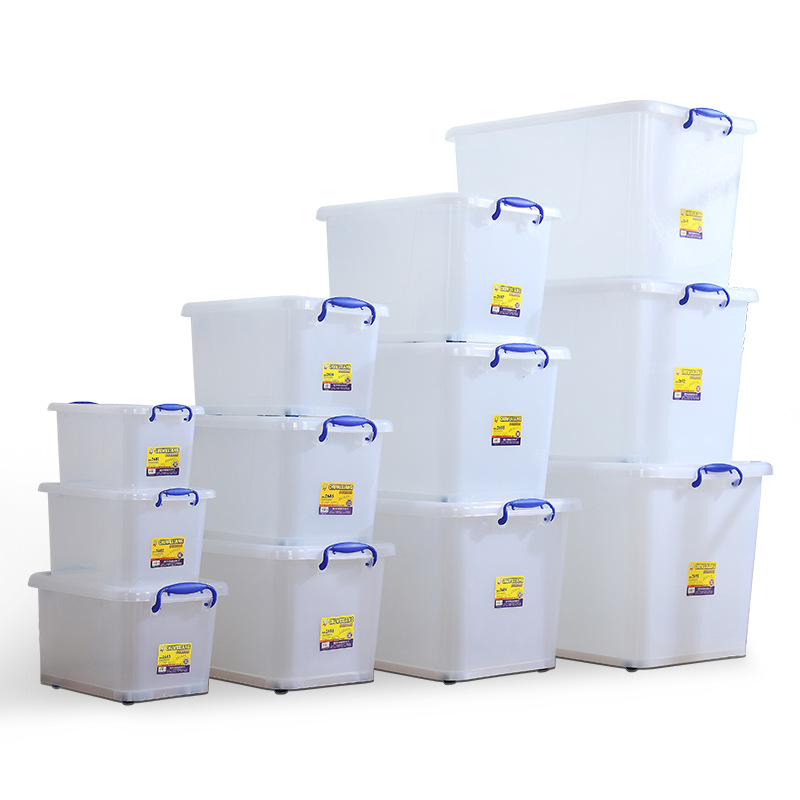 Storage Box Household Transparent Storage Box with Wheels Covered Large Plastic Toy Storage Box Clothes Organizer Box