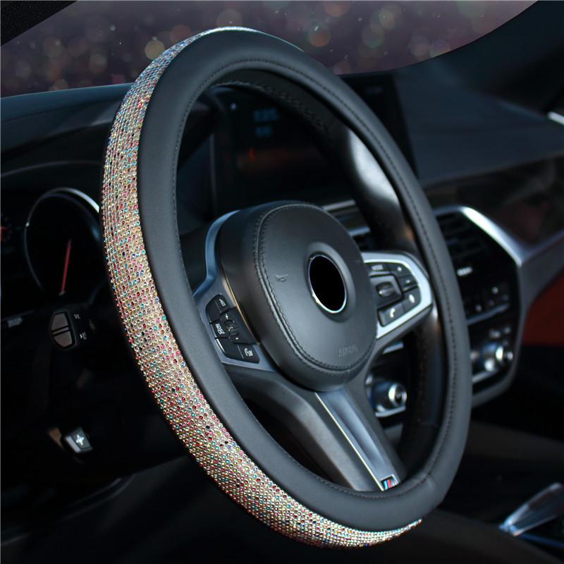 Steering Wheel Cover Car Steering Wheel Cover Car Fashion Lady Car Interior Decoration Rhinestone Steering Wheel Set