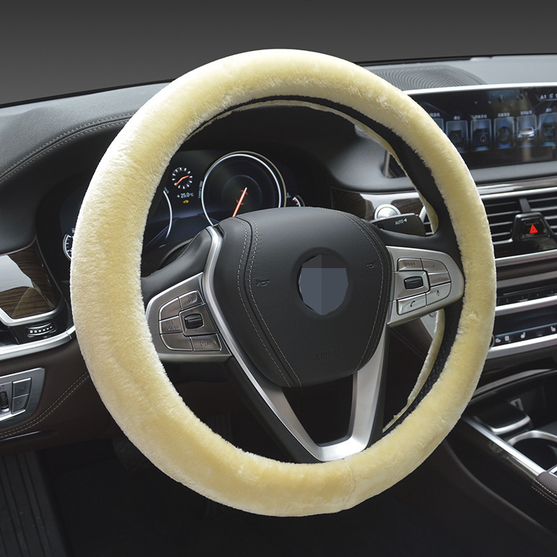 Winter New Cashmere Steering Wheel Cover Car Short Velvet with Inner Ring Handle Cover Winter Warm for Both Male and Female