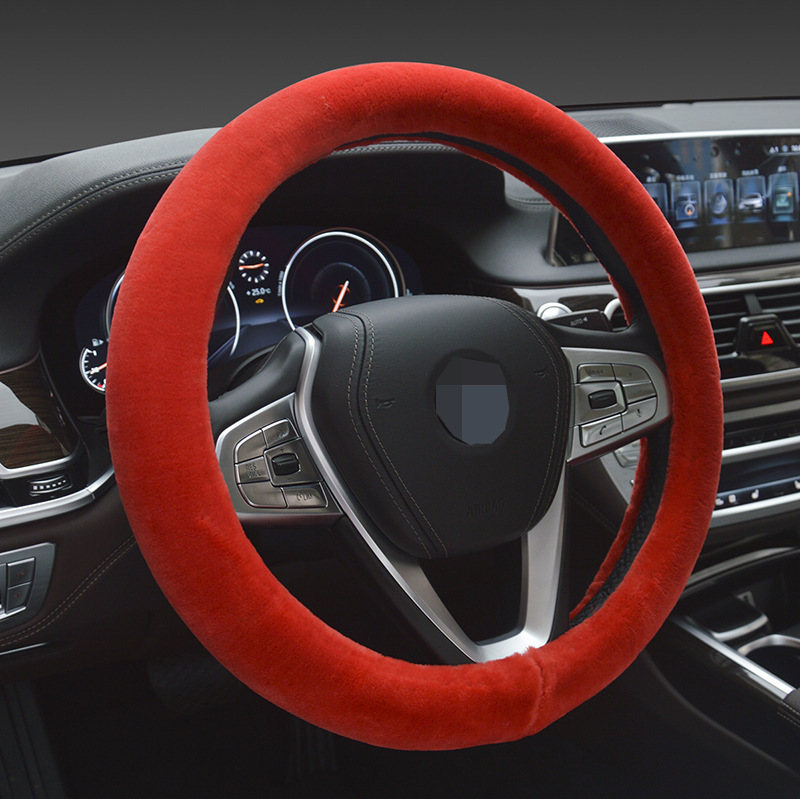 Winter New Cashmere Steering Wheel Cover Car Short Velvet with Inner Ring Handle Cover Winter Warm for Both Male and Female