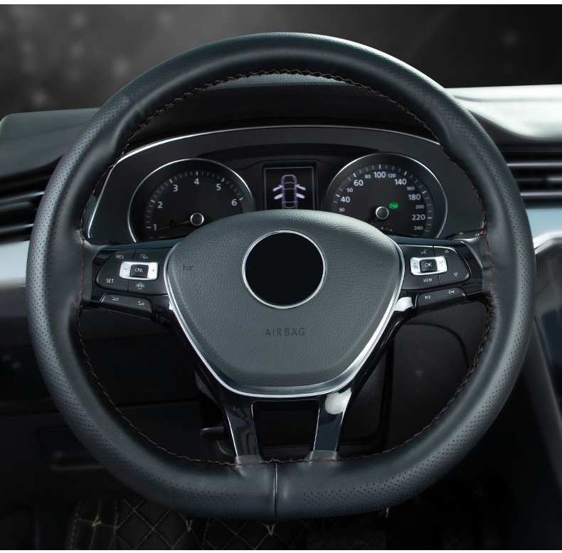 Genuine Leather Hand Sewing Steering Wheel Cover Four Seasons Universal Car Steering Wheel Cover Factory Direct Sales Cross-Border Hot One Piece Dropshipping