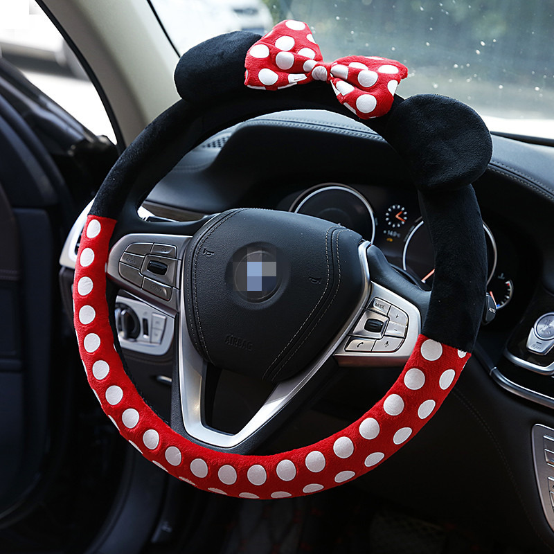 Car Cartoon Steering Wheel Cover Creative Cute Car Handle Gloves Winter Plush Steering Wheel Cover Anti-Freezing Warm