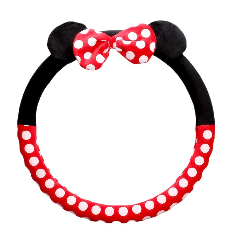 Car Cartoon Steering Wheel Cover Creative Cute Car Handle Gloves Winter Plush Steering Wheel Cover Anti-Freezing Warm