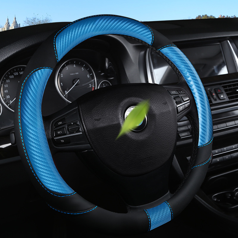 Manufacturer Customized Car Supplies Steering Wheel Cover Leather Carbon Fiber Four Seasons Available Multi-Color Anti-off Handle Cover