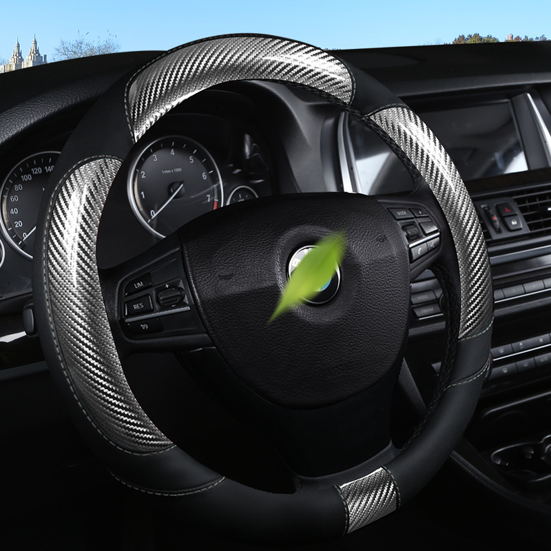 Manufacturer Customized Car Supplies Steering Wheel Cover Leather Carbon Fiber Four Seasons Available Multi-Color Anti-off Handle Cover