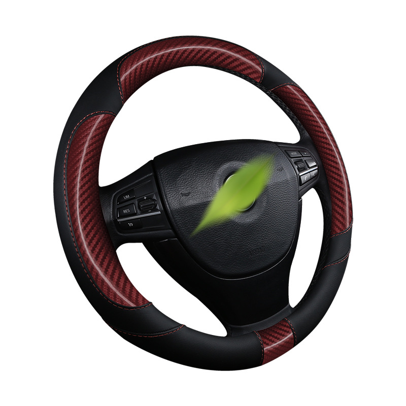 Manufacturer Customized Car Supplies Steering Wheel Cover Leather Carbon Fiber Four Seasons Available Multi-Color Anti-off Handle Cover
