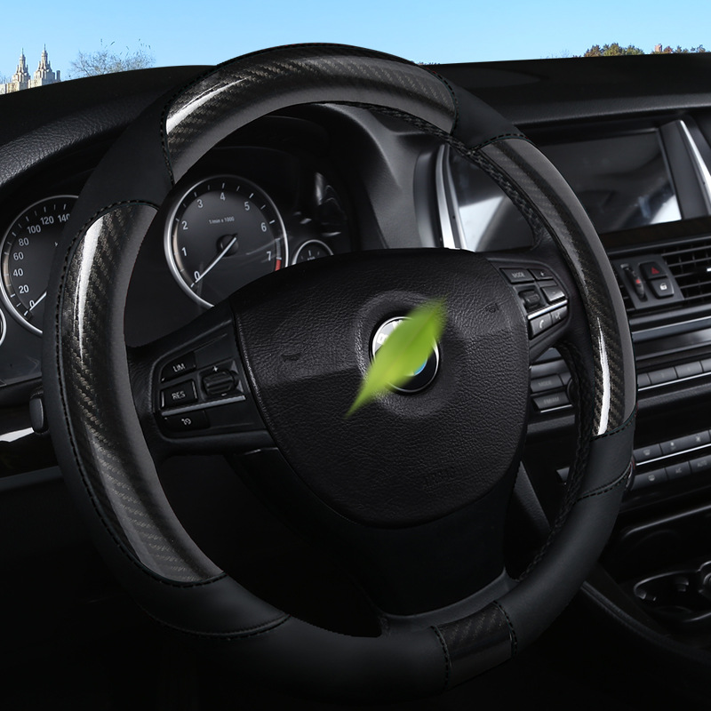 Manufacturer Customized Car Supplies Steering Wheel Cover Leather Carbon Fiber Four Seasons Available Multi-Color Anti-off Handle Cover