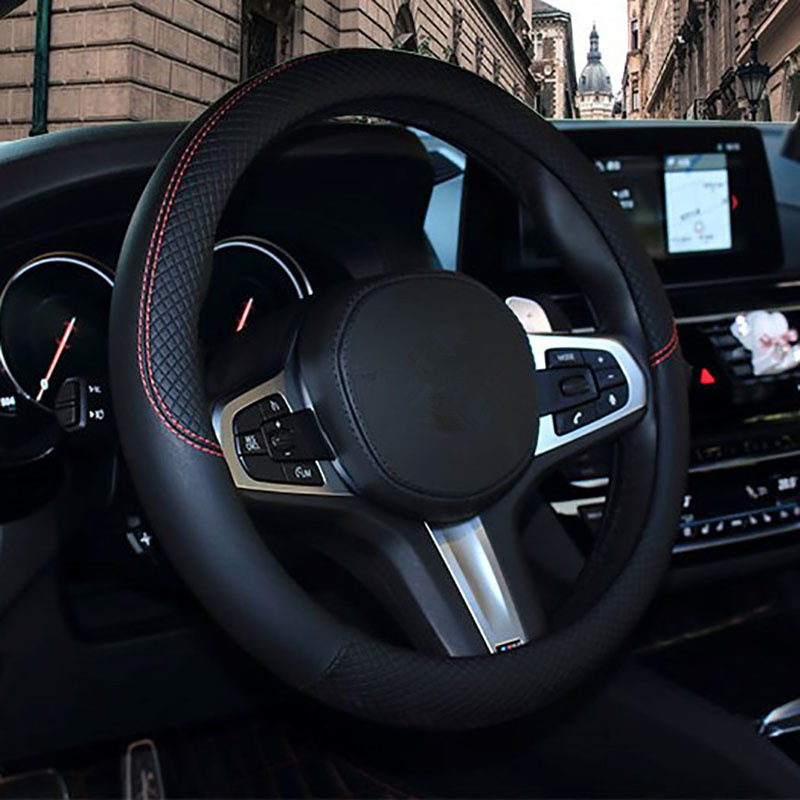 Car Steering Wheel Cover Non-Slip Steering Wheel Cover Car Interior Ornaments Car Leather Protective Cover Car Supplies Four Seasons Universal