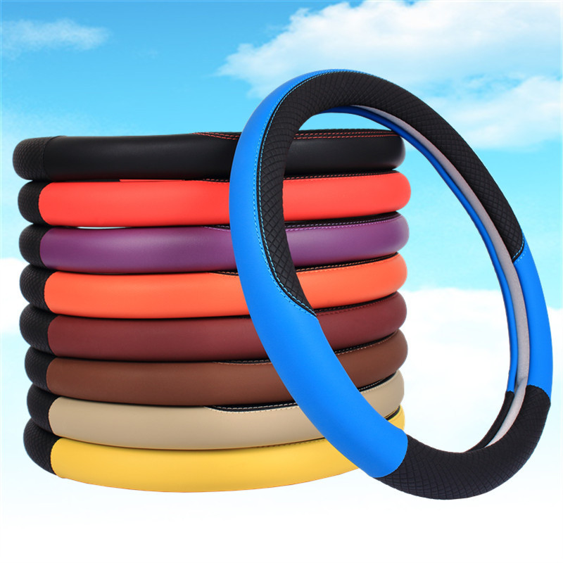 Car Steering Wheel Cover Non-Slip Steering Wheel Cover Car Interior Ornaments Car Leather Protective Cover Car Supplies Four Seasons Universal