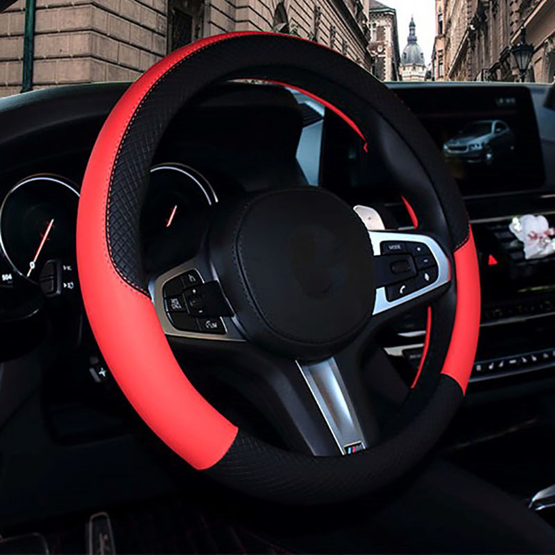 Car Steering Wheel Cover Non-Slip Steering Wheel Cover Car Interior Ornaments Car Leather Protective Cover Car Supplies Four Seasons Universal