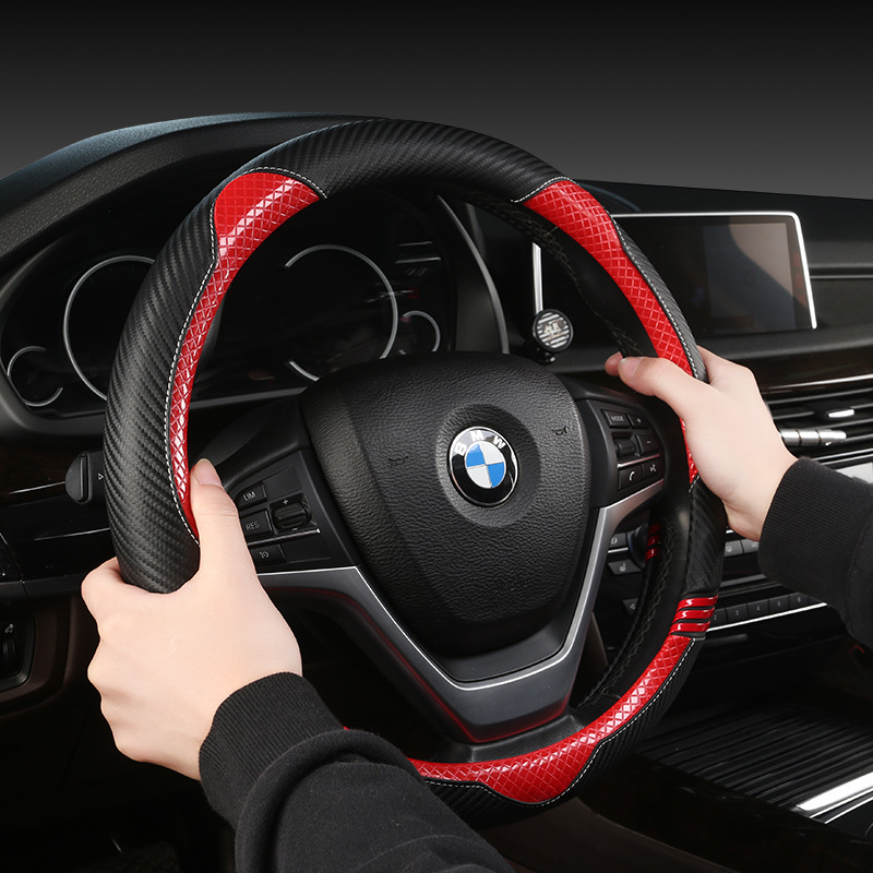 Women&#039;s Carbon Fiber Four Seasons Car Steering Wheel Cover Cute Cat Good Feel Wholesale Car Steering Wheel Cover One Piece Dropshipping