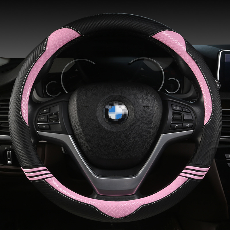 Women&#039;s Carbon Fiber Four Seasons Car Steering Wheel Cover Cute Cat Good Feel Wholesale Car Steering Wheel Cover One Piece Dropshipping