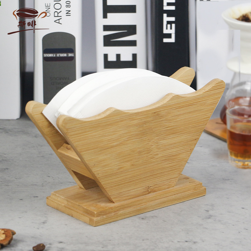 Manufacturer Bamboo Hand Made Coffee Filter Paper Rack Cone V60 Bracket Bamboo Filter Paper Box Coffee Appliance