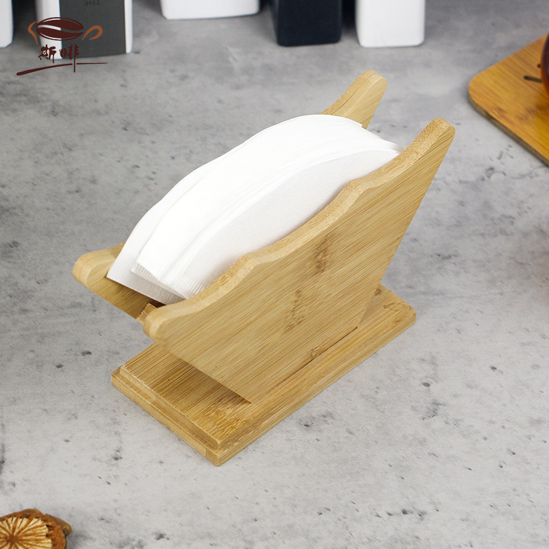 Manufacturer Bamboo Hand Made Coffee Filter Paper Rack Cone V60 Bracket Bamboo Filter Paper Box Coffee Appliance