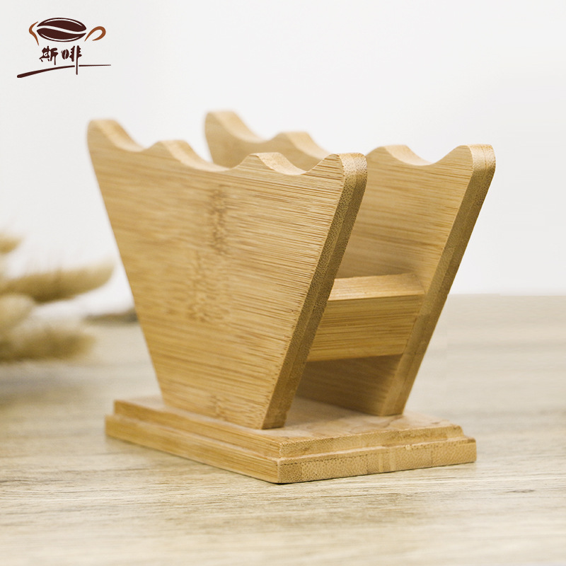 Manufacturer Bamboo Hand Made Coffee Filter Paper Rack Cone V60 Bracket Bamboo Filter Paper Box Coffee Appliance