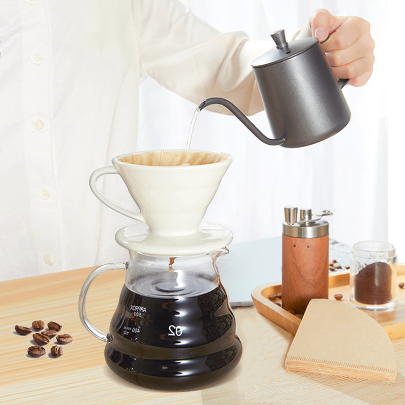 Ceramic Pour-over Coffee Filter Cup V60 Conical Drip Funnel Filter Cloud Coffeepot Set Coffee Appliance