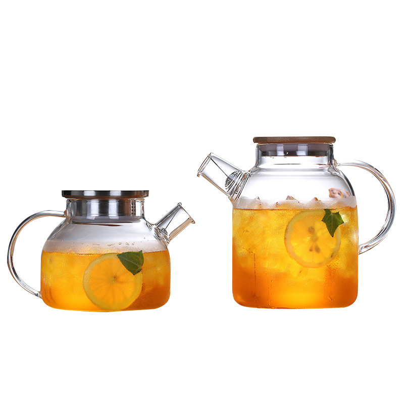 Flower Teapot Large Glass Tea Set Heat-Resistant Glass Teapot with Filter Large Capacity Cold Water Jug Water Pitcher