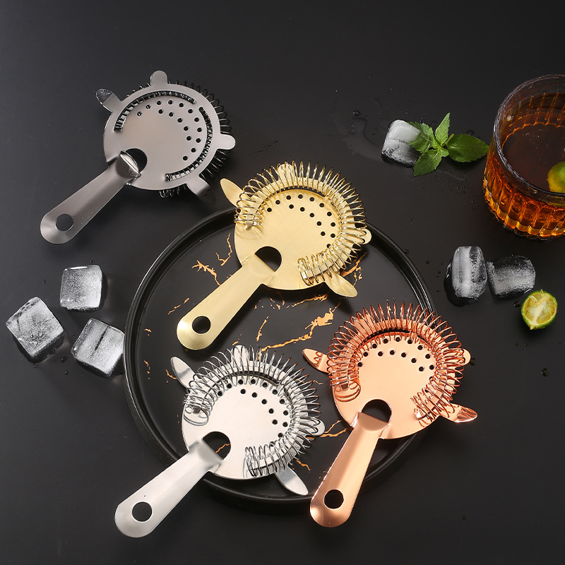 Factory In Stock 304 Stainless Steel Ice Filter Rose Gold Ice Cube Filter Bartending Strainer Bar Tools