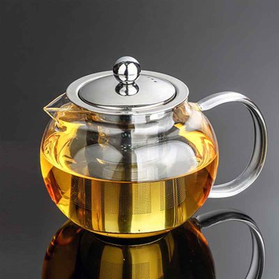Teapot Stainless Steel Filter Glass Tea Set Wholesale Thicken Model Heat-Resistant Filter Liner Flower Teapot
