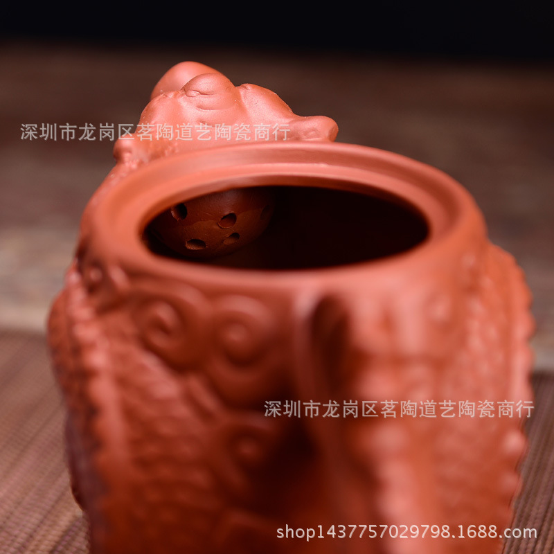 Sand Teapot Large Capacity 550Ml Cinnabar Ceramic TeaPot Filter Purple Sand Dragon and Phoenix Pot Kung Fu Tea Set