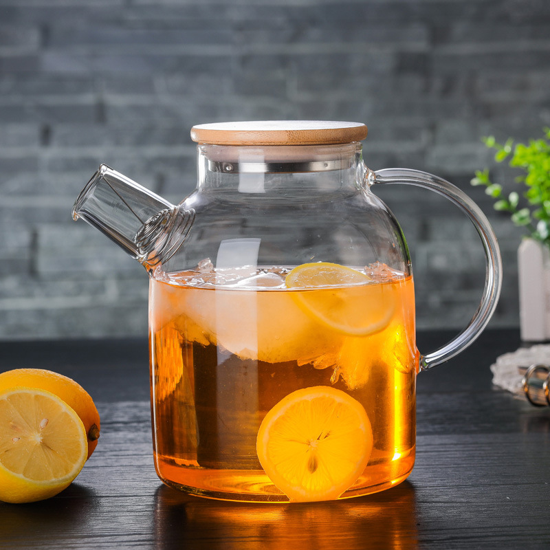 Hair Large Capacity Thick Cold Water Jug Transparent Lid Juice Cup HeatResistant Filter Glass Water Pitcher