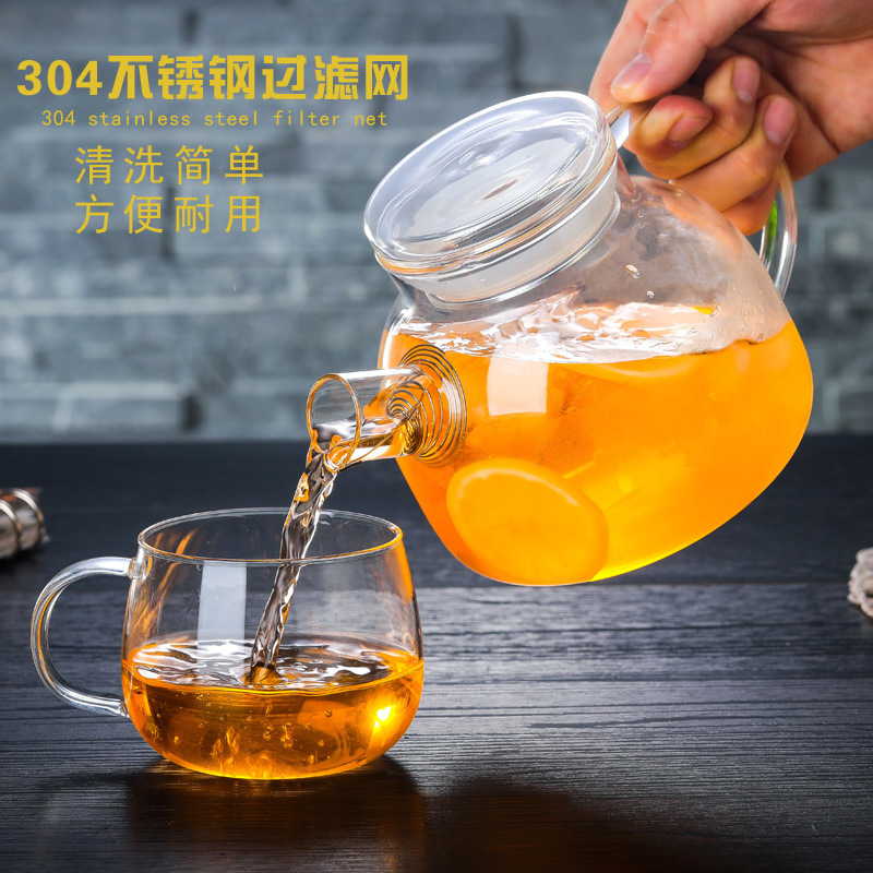 Hair Large Capacity Thick Cold Water Jug Transparent Lid Juice Cup HeatResistant Filter Glass Water Pitcher