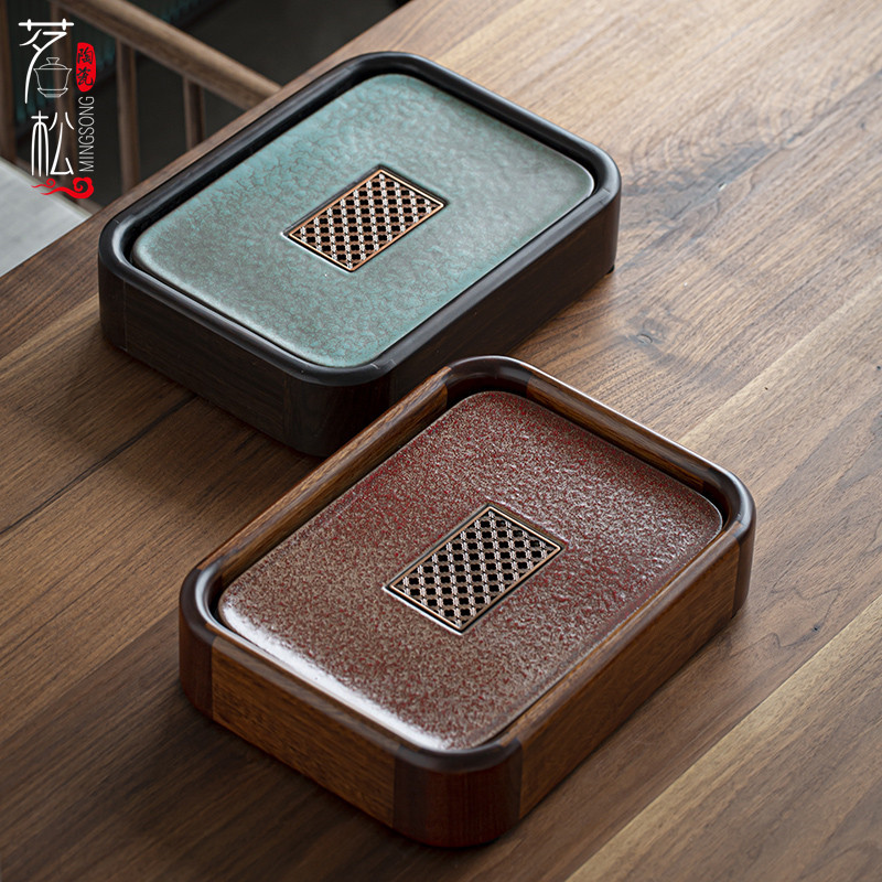 Solid Wood Mini Tea Tray Blackwood Rosewood Ceramic Tea Tray Water Storage Small Tea Table Bubble Filter Tea Tray Whole