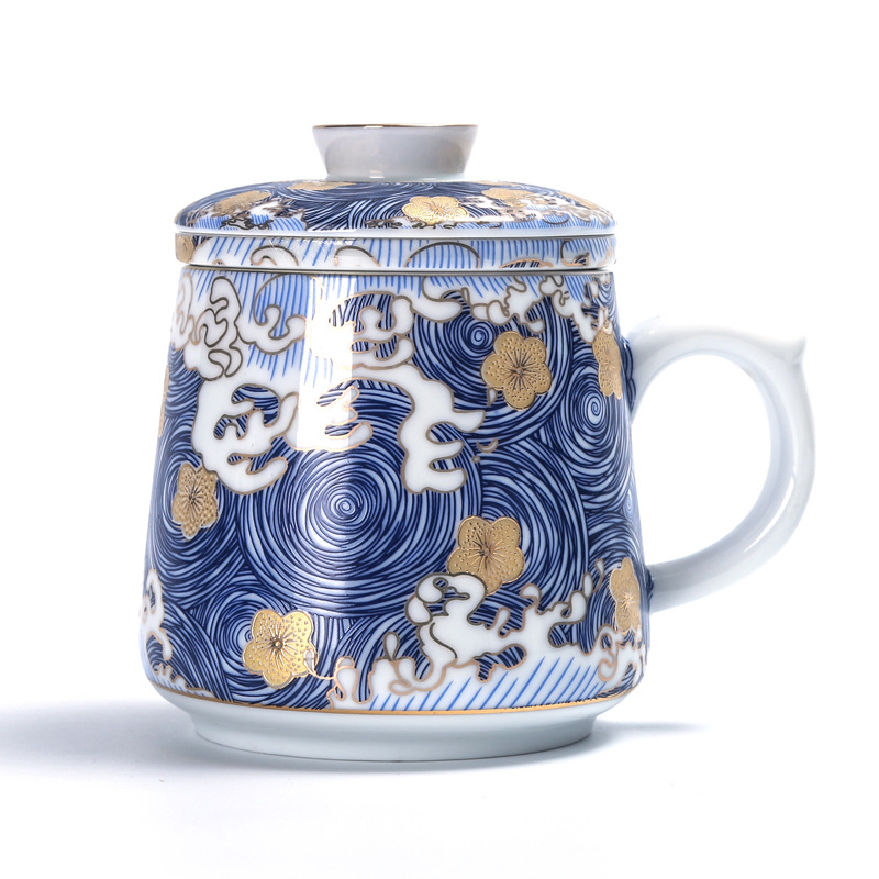 999 Sterling Silver Cup Ceramic Filter Cup Kung Fu Tea Set Liner Silver Office Tea Cup Home