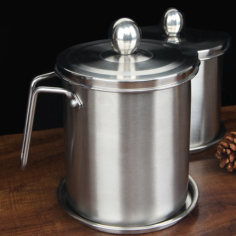 Oil can 304 stainless steel tank kitchen large capacity oil bottle household filter tank with cover pig oil residue