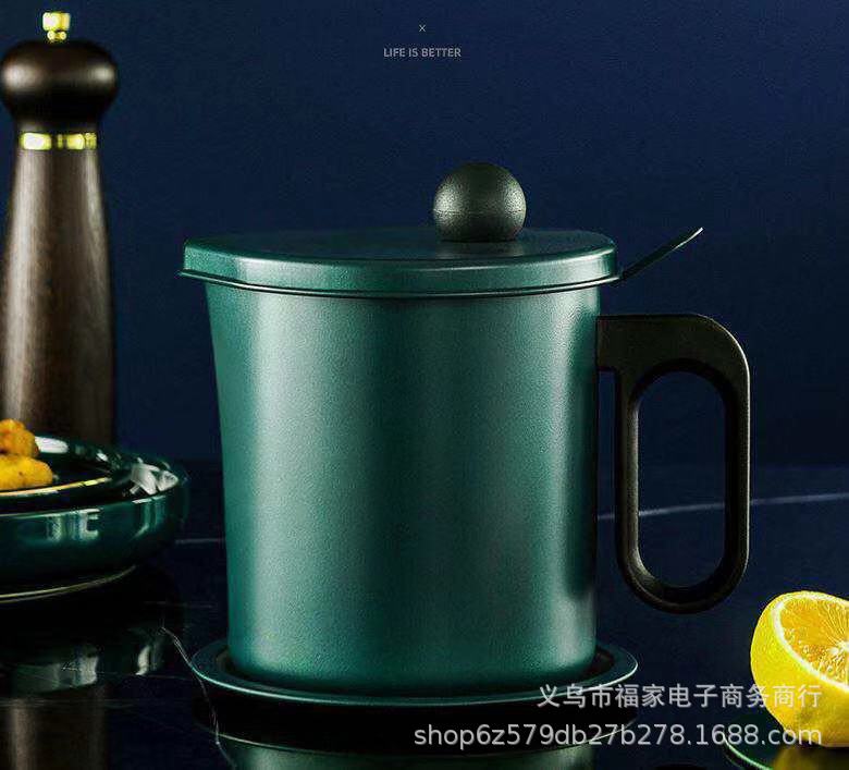 oil pot household stainless steel strainer with lid oil bottle kitchen geometric storage filter dregs storage tank