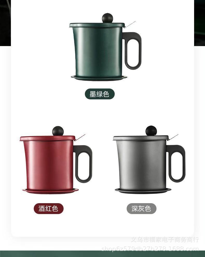 oil pot household stainless steel strainer with lid oil bottle kitchen geometric storage filter dregs storage tank