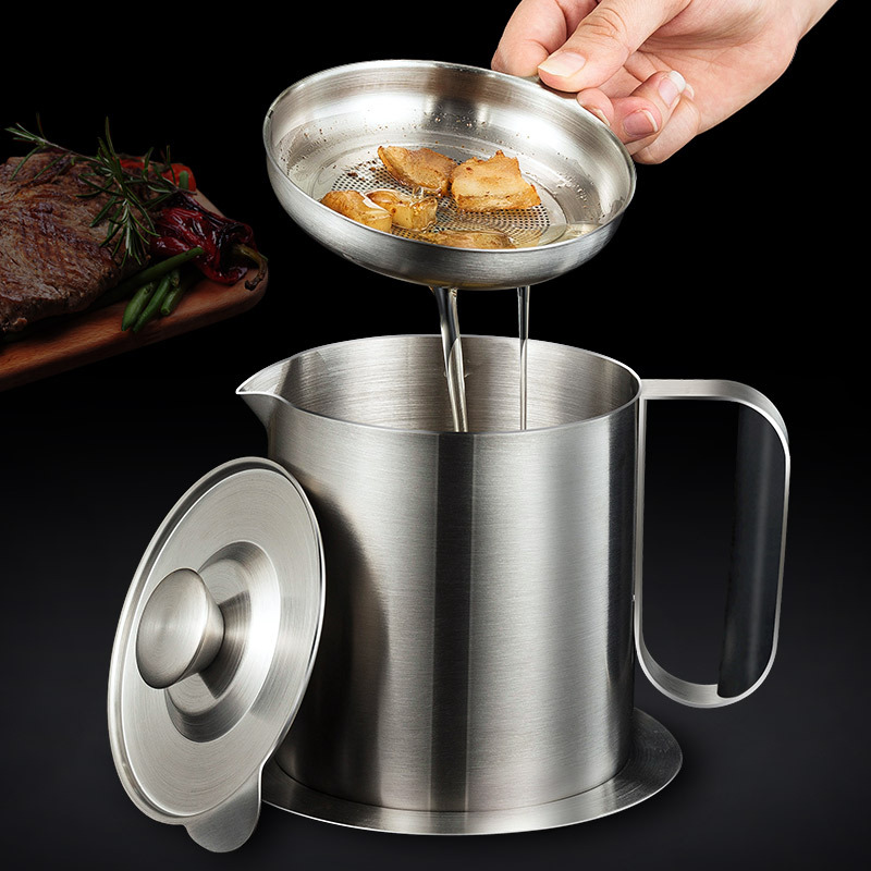 Filter Tank Kitchen 304 Stainless Steel Oiler Large Capacity Drain Lard Dregs Oil Separator Household Oil Bottle Large