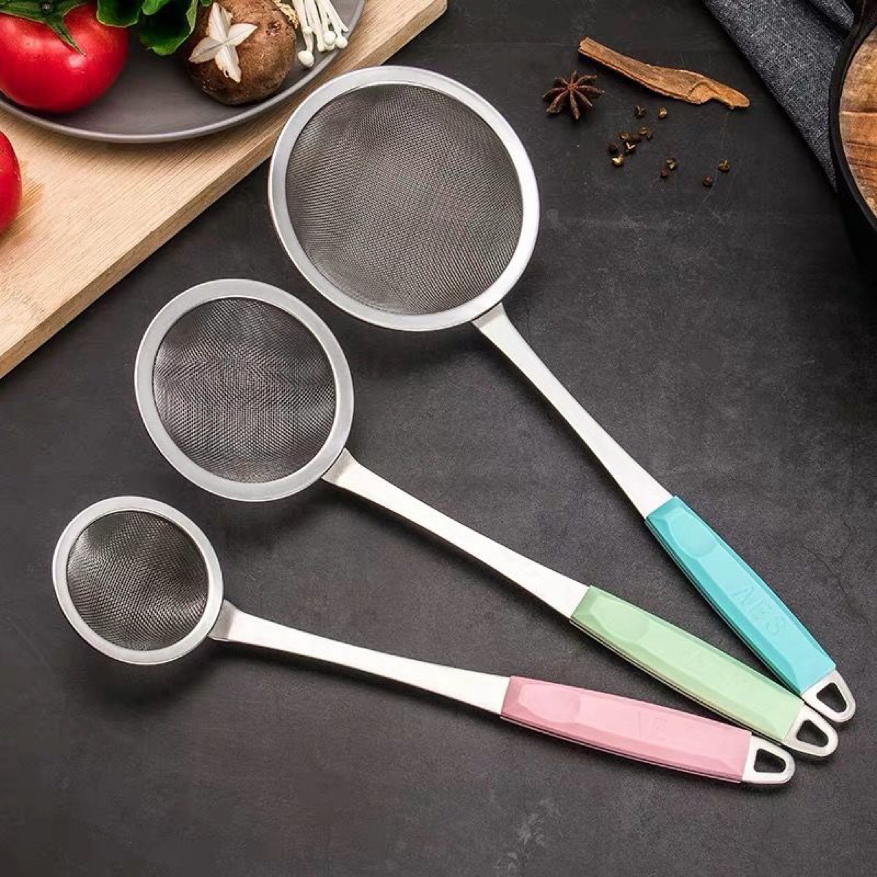 Stainless Steel Household Strainer Filter Net Kitchen Oil Fishing Soy Milk Filter Ultra-Fine Dense Net Deep Frying Hot Pot Leakage Net
