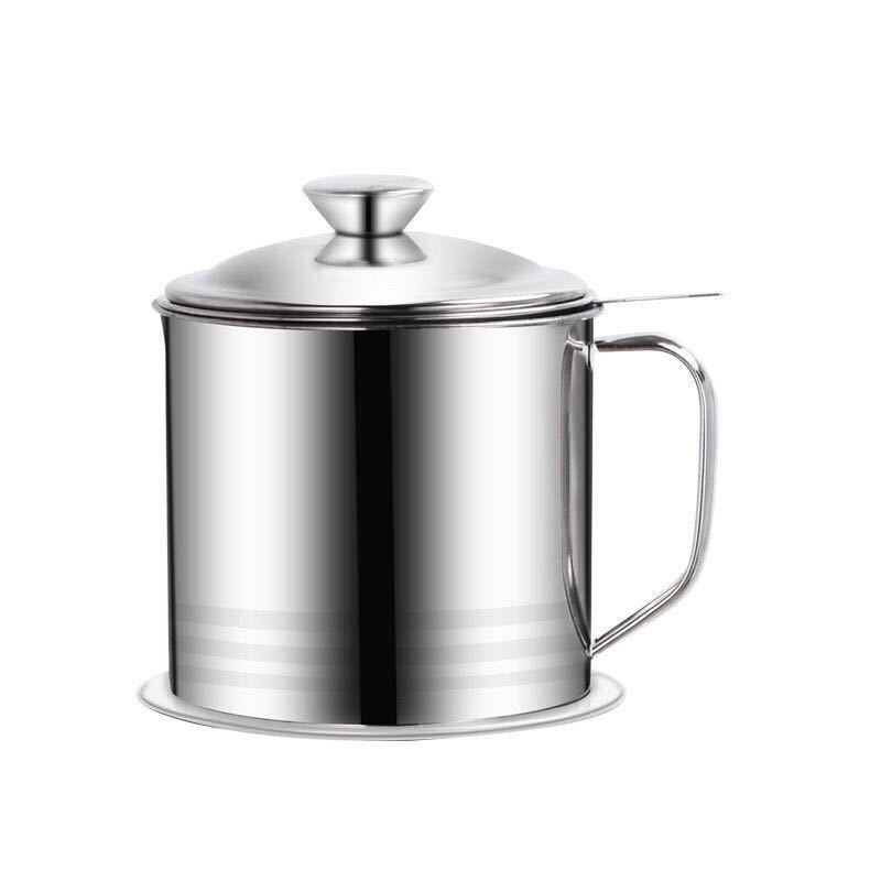 1.3L Stainless Steel Oil Draining Pot Filter Oil Residue Oil Dispenser with Strainer Oil Return Cup Soup Residue Oil Separating Kernel