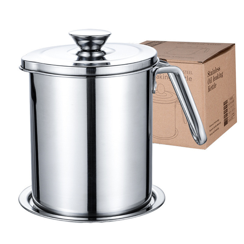 Factory Direct Sales Stainless Steel Oil Draining Pot Household Large Capacity Filter Oil Residue Oil Storage Tank 304 Stainless Steel Oil Draining Pot