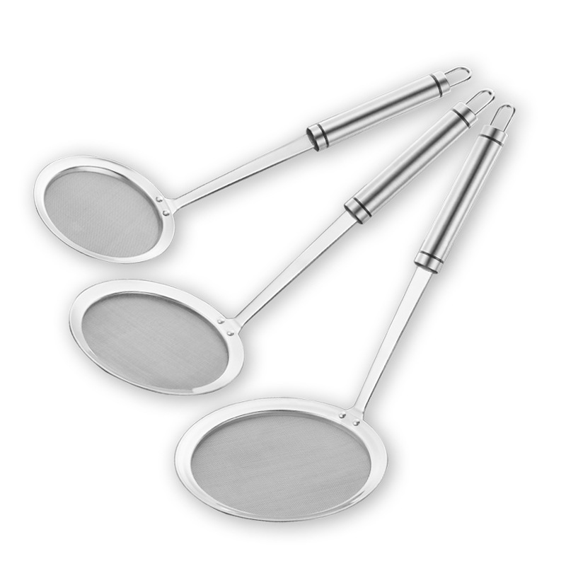 304 Stainless Steel Filter Colander Screening Mesh Ultra-Fine Kitchen Flat Bottom Oil Strainer Grease Removing Soybean Milk Floating Foam Fried Dreg Screening