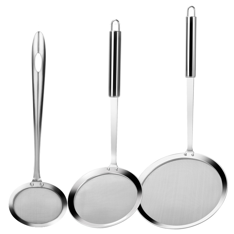 Stainless Steel Oil Filter Mesh Fried Fence Soy Milk Filter Fishing Grease Strainer Ultra-Fine Oil Leakage Slotted Ladle Dense Net Oil Fishing