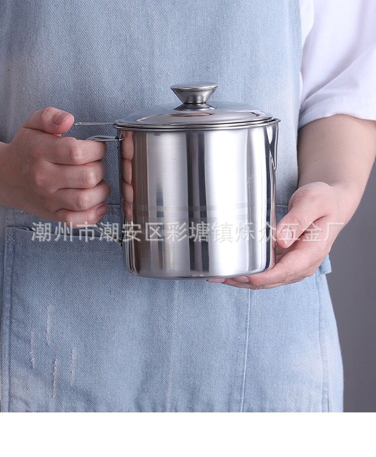 Factory Direct Sales 304 Stainless Steel Oil Draining Pot Large Capacity Kitchen Oil Separating Kernel Lard Filter Oil Residue Oil Separator