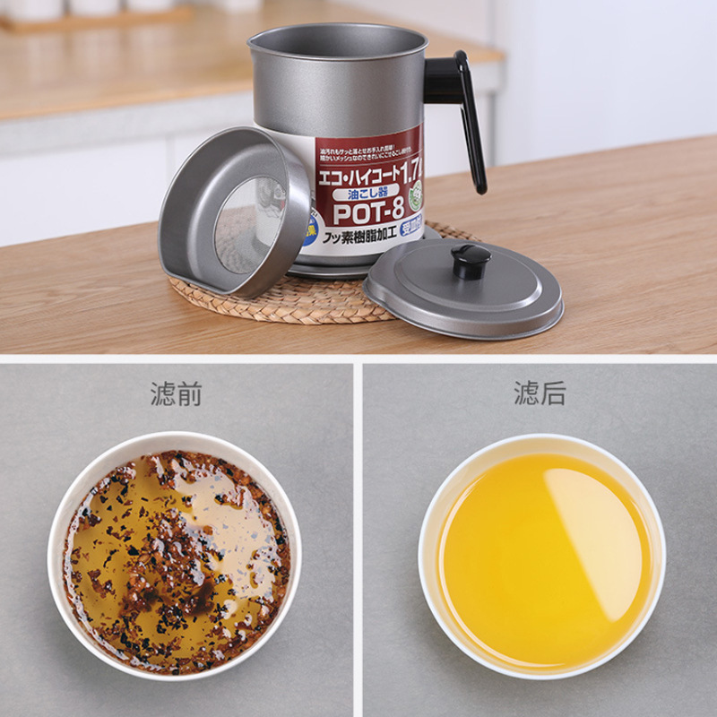 Winky Stainless steel storage tank Kitchen oil bottle filter tank pig tank household with a large cap filter