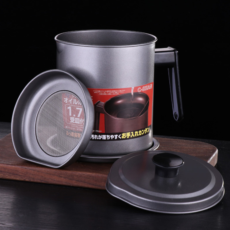 Winky Stainless steel storage tank Kitchen oil bottle filter tank pig tank household with a large cap filter