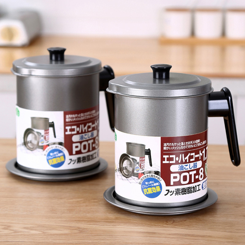 Winky Stainless steel storage tank Kitchen oil bottle filter tank pig tank household with a large cap filter