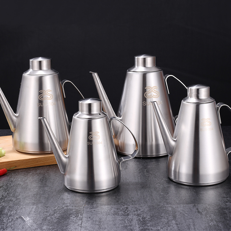 304 Stainless Steel Oiler Household Kitchen Restaurant Oil Bottle Olecranon Anti-Hanging Oil Pot Large Capacity Filter Soy Sauce Bottle