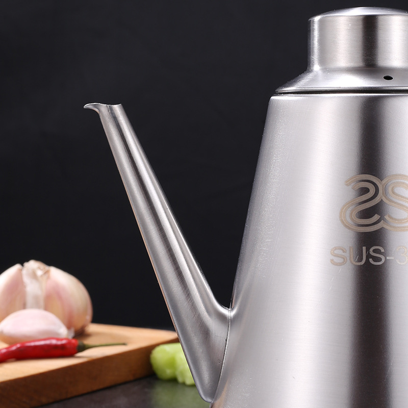 304 Stainless Steel Oiler Household Kitchen Restaurant Oil Bottle Olecranon Anti-Hanging Oil Pot Large Capacity Filter Soy Sauce Bottle