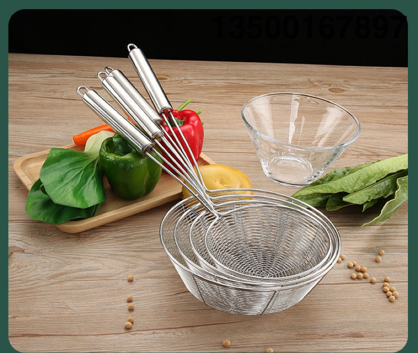 Flat Large Capacity Colander Thread Leakage Stainless Steel Pots Milk Tea Screening Mesh Noodles Strainer Pearl Filter Oil Residue Rice Powder Dumpling