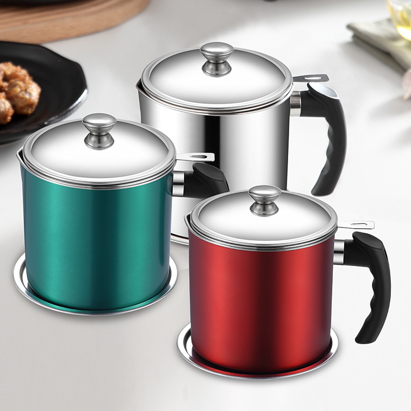 304 Stainless Steel Oil Filter Pot Large Capacity Filter Leak-Proof Oil Pot Filter Net Oil Pot Oil Leakage Oil Storage Tank