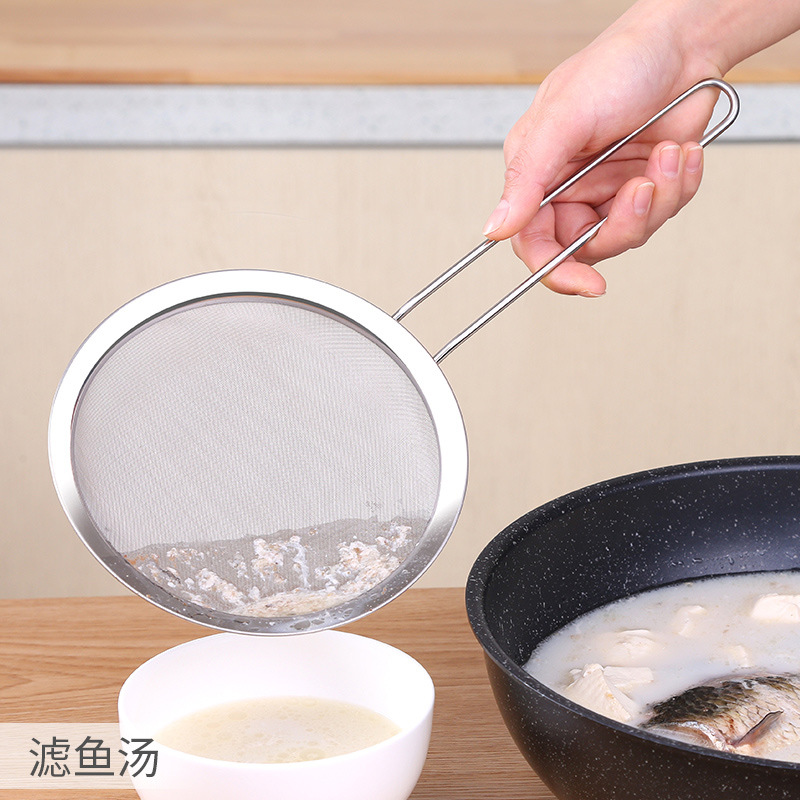 Encrypted Kitchen Strainer Leakage 304 Stainless Steel Oil Filter Mesh Colander Oil Strainer Pasta Spoon Oil Leakage Big Strainer