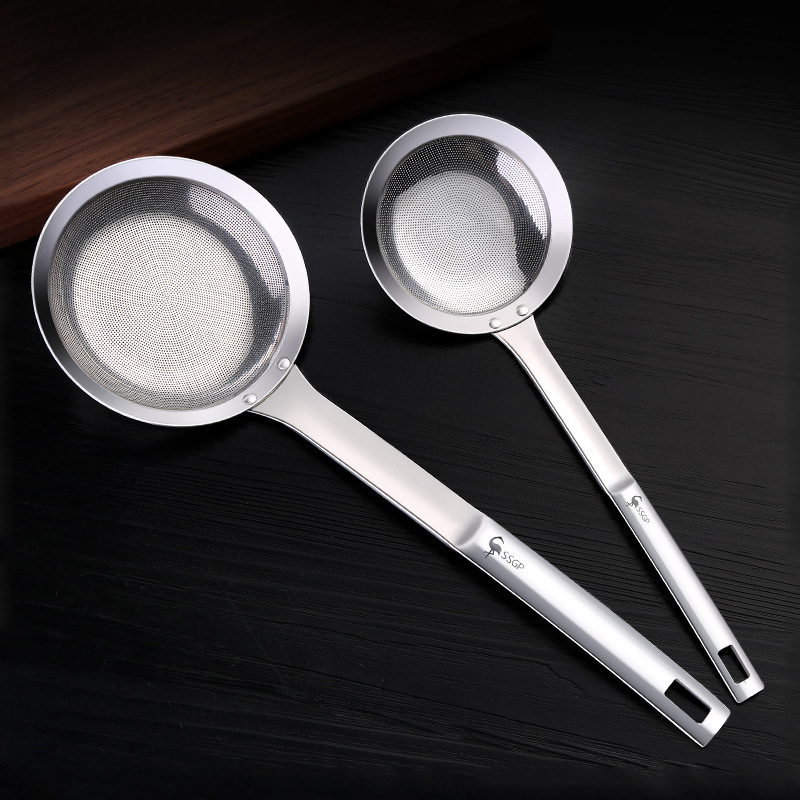 Wholesale Soymilk Filtration 304 Stainless Steel Oil Filtering Spoon Skimmer Colander Household Kitchen Fried Hot Pot Spoon