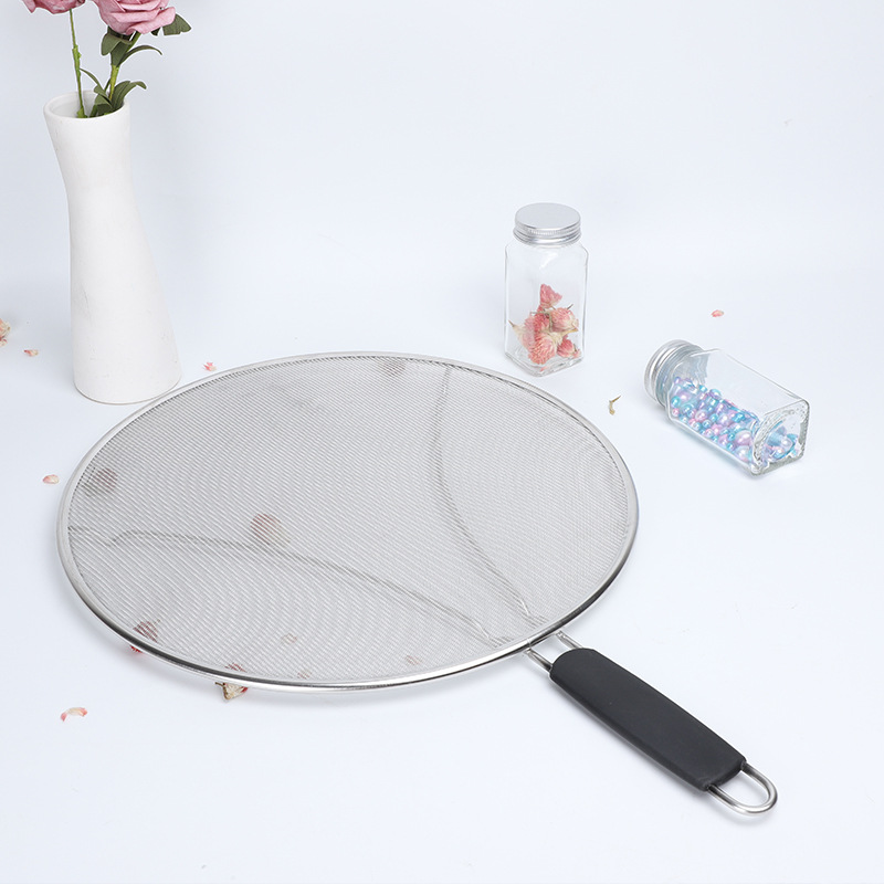 Stainless Steel Silicone Handle Triangle Explosionproof Cover Oil Shield Block Oil Filtering Mesh Anti-Oil Filtering Mesh Cover Oil Strainer Water Filter Pot Cover
