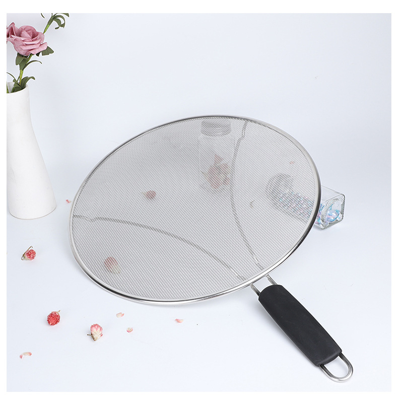 Stainless Steel Silicone Handle Triangle Explosionproof Cover Oil Shield Block Oil Filtering Mesh Anti-Oil Filtering Mesh Cover Oil Strainer Water Filter Pot Cover